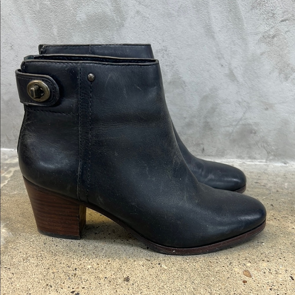 Coach Black Leather Ankle Boots